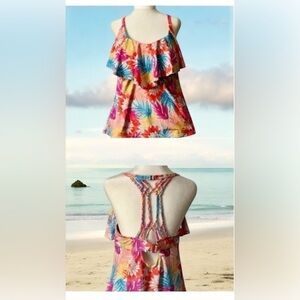 Tropical Floral Tankini Sz 1X Vacation Beach Cruise coastal